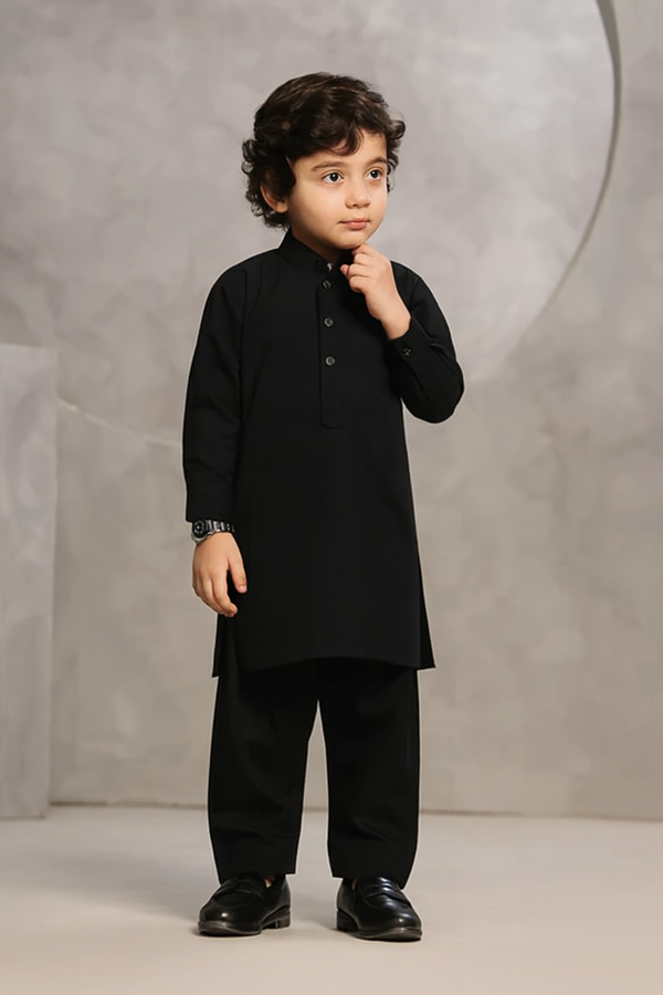 Premium Black Shalwar Kameez - Kids