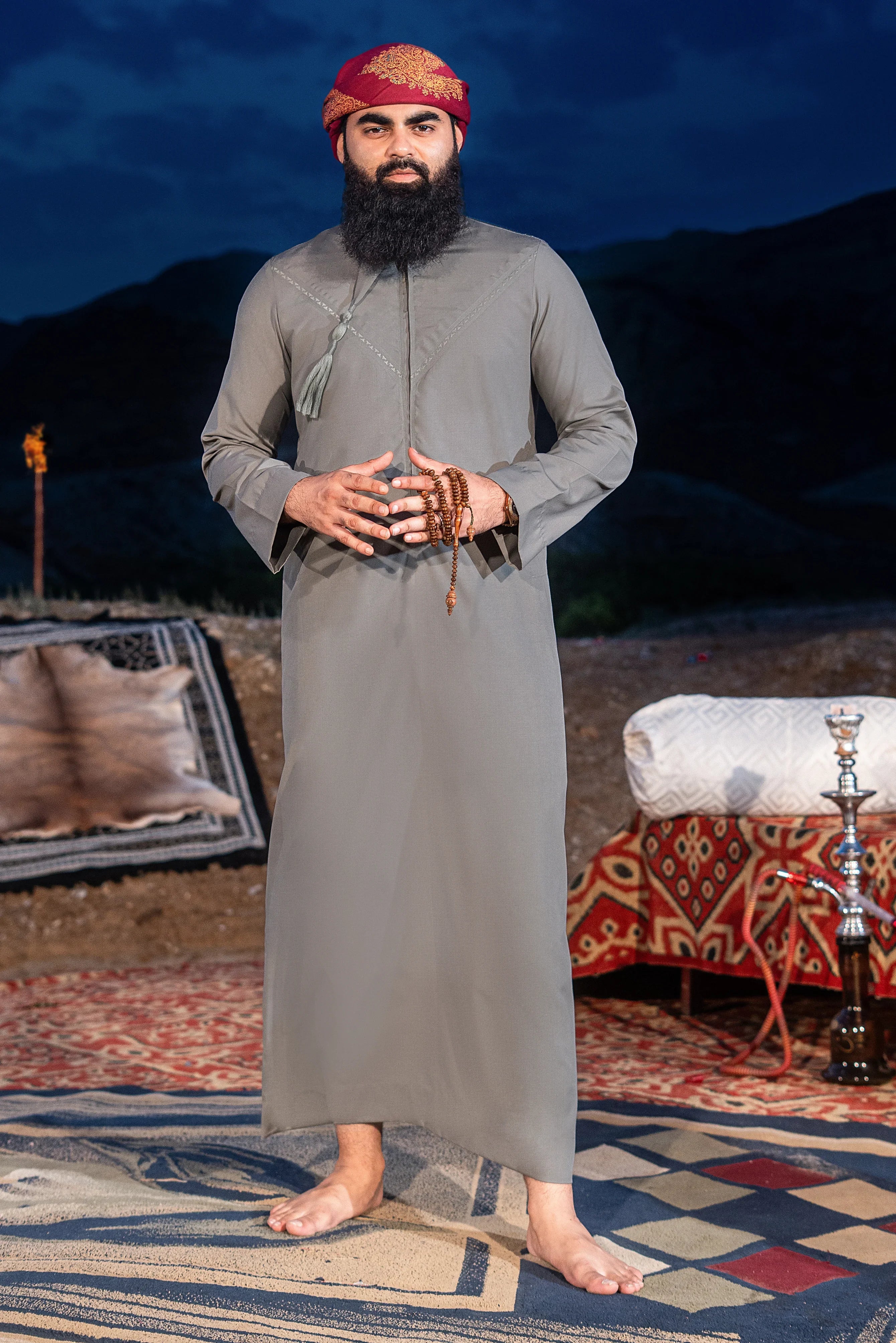 Premium Gray Omani Kandura - Shop Men Thobe Online Pakistan- AinSunnah ...