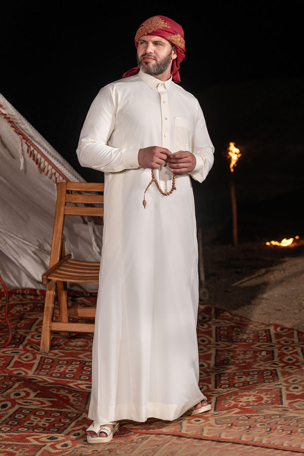 ثوب سعودي كريمي بياقة قميص - إكسود إليجانس